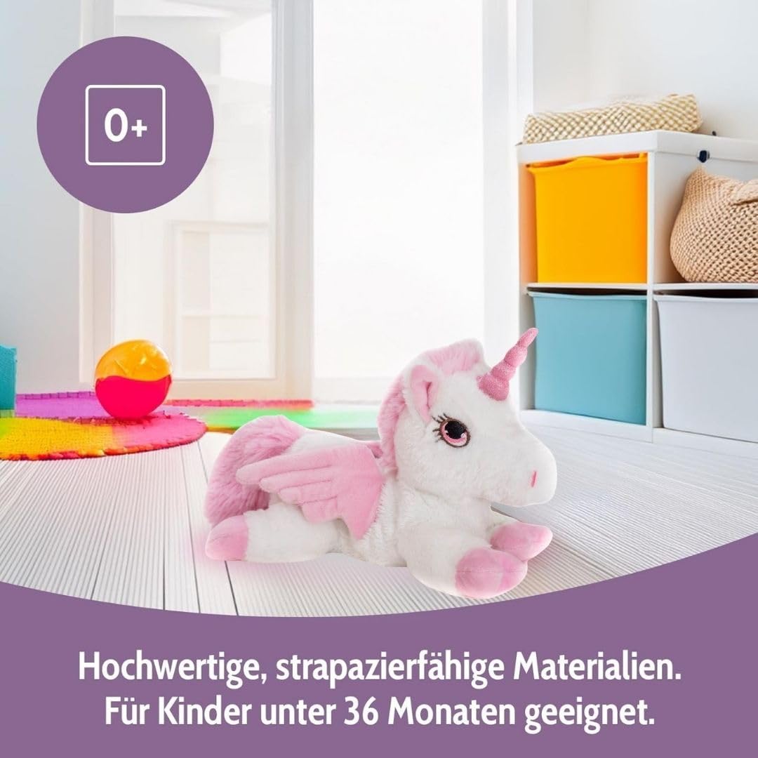 Habibi Plush Premium – 1931 Pegasus con corno glitterato, con cuscino a grani estraibili – Cuscino termico per riscaldare nel forno a microonde