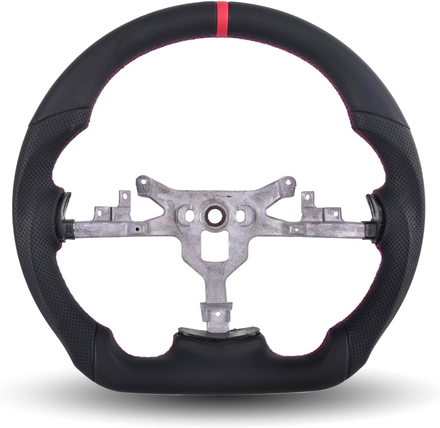 Full Leather Steering Wheel for Chevy Corvette C6 2006-2011 ZR1 Z06, Full Nappa Perforated Leather D-shaped Flat-bottom Hand-Stitched