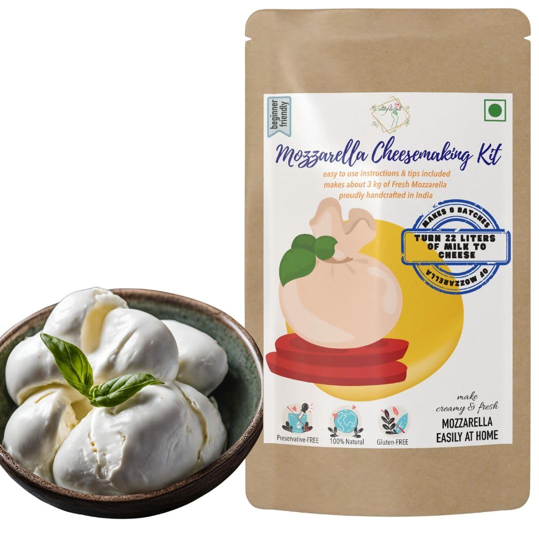 Allas Posh Flavors Mozzarella Cheesemaking Kit | Make Mozzarella at Home with Veg Rennet Starting from 2 litres Milk | Fresh Mozzarella in 30 minutes & Cultured Mozzarella | Support & Instructions Video Included | Now with Liquid Veg Rennet | Beginne (B08ZM462YT) Amazon Price History, Amazon Price Tracker