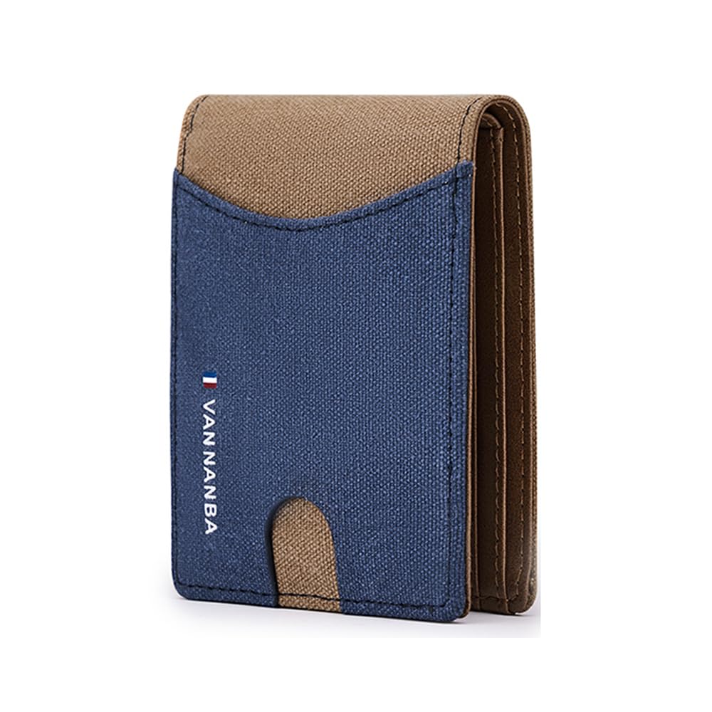 VANNANBA Mens Casual Cowboy Slim Bifold Leather Minimalist Front Pocket RFID Blocking Bifold Wallets for Men Air Tag Wallet