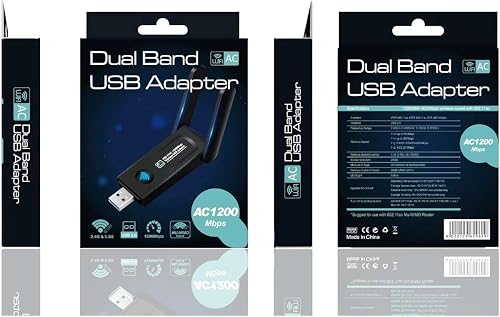 AC1200 USB WiFi Adapter for PC WiFi Adapter 1200Mbps Max Speed Ultra-Long Range Signal Reception Wireless Adapter for Desktops & Laptops PC Dual-Band Network Card connectivity