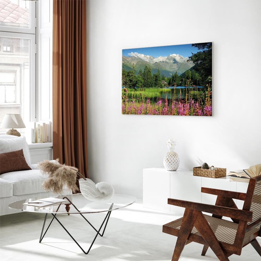 murando - Cuadro en Lienzo Naturaleza 120x80 cm 1 Pieza - Impresión en Material Tejido no Tejido Cuadros Decoracion Salon Modernos lienzos Decorativos - Paisaje Alpen Montanas Lago c-B-0530-b-a