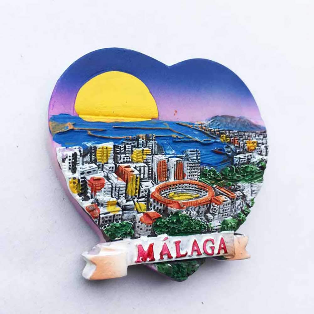 3D Malaga Spagna frigorifero magnete adesivo mosaico stile uomo souvenir, Spagna fatto a mano a casa e cucina decorazione frigorifero