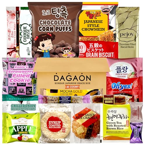 Dagaon Korean Japanese Snack Box - 20 Count. Assortment of Treats from Korea and Japan. Including...
