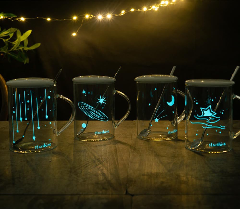 Glowing luminous cup, personalized, different feeling under the light at night, innovative gift (outer space)