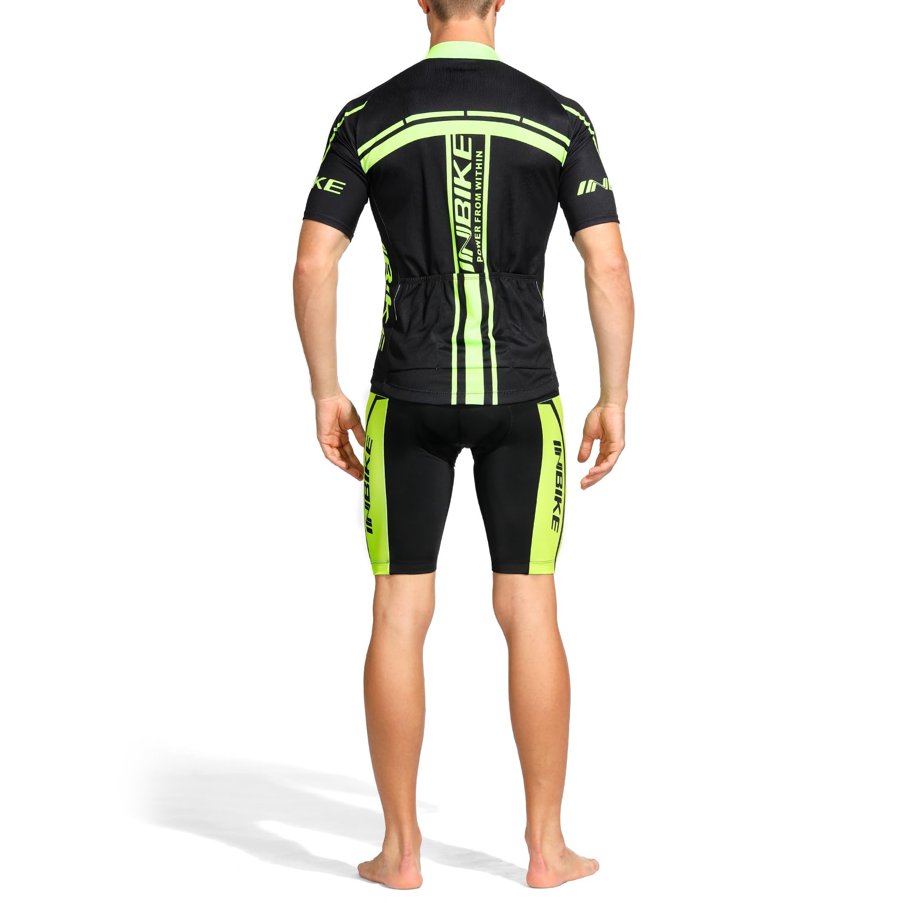 INBIKE Radtrikot Set Herren Kurzarm mit Sitzpolster Schnell Trocknend Atmungsaktiv Fahrradbekleidung Fahrradtrikot+Trägerhose/Radlerhose für Radfahren MTB Rennrad QG194
