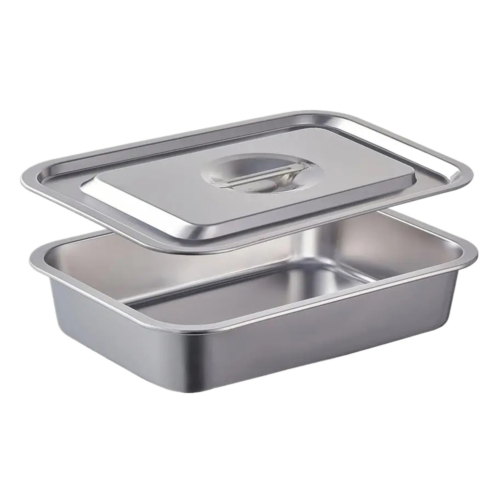 Plat de cuisson profond antiadhésif en acier inoxydable avec couvercle