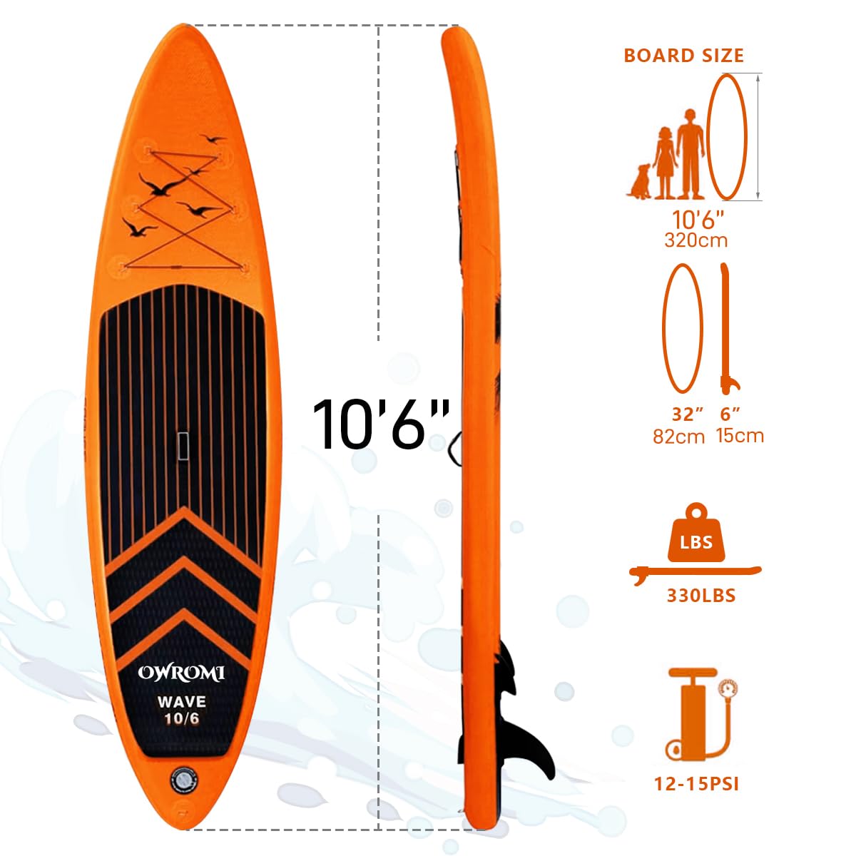 STAND UP BOARD 青/オレンジ SUP Inflatable Stand Up Paddle Board 10'6