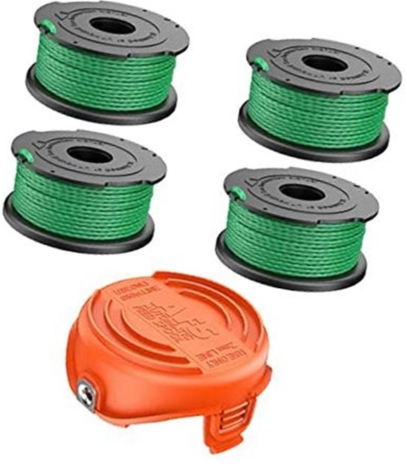 XEBRAD String Trimmer Spool Line, for Black and Decker, 2mm 20 Feet Autofeed Replacement Spools, for GL7033 GL8033 GL9035 Grass Strimmer Trimmer Cap, for 90583594 (4 Spool + 1 Cap) Trimmer Spool Line