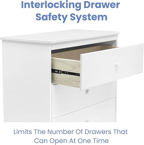 Miniatura 6 de Delta Children Sutton - Cómoda de 3 cajones con tapa para cambiar pañales y cajones entrelazados, certificado Greenguard Gold, blanco Bianca Bianca