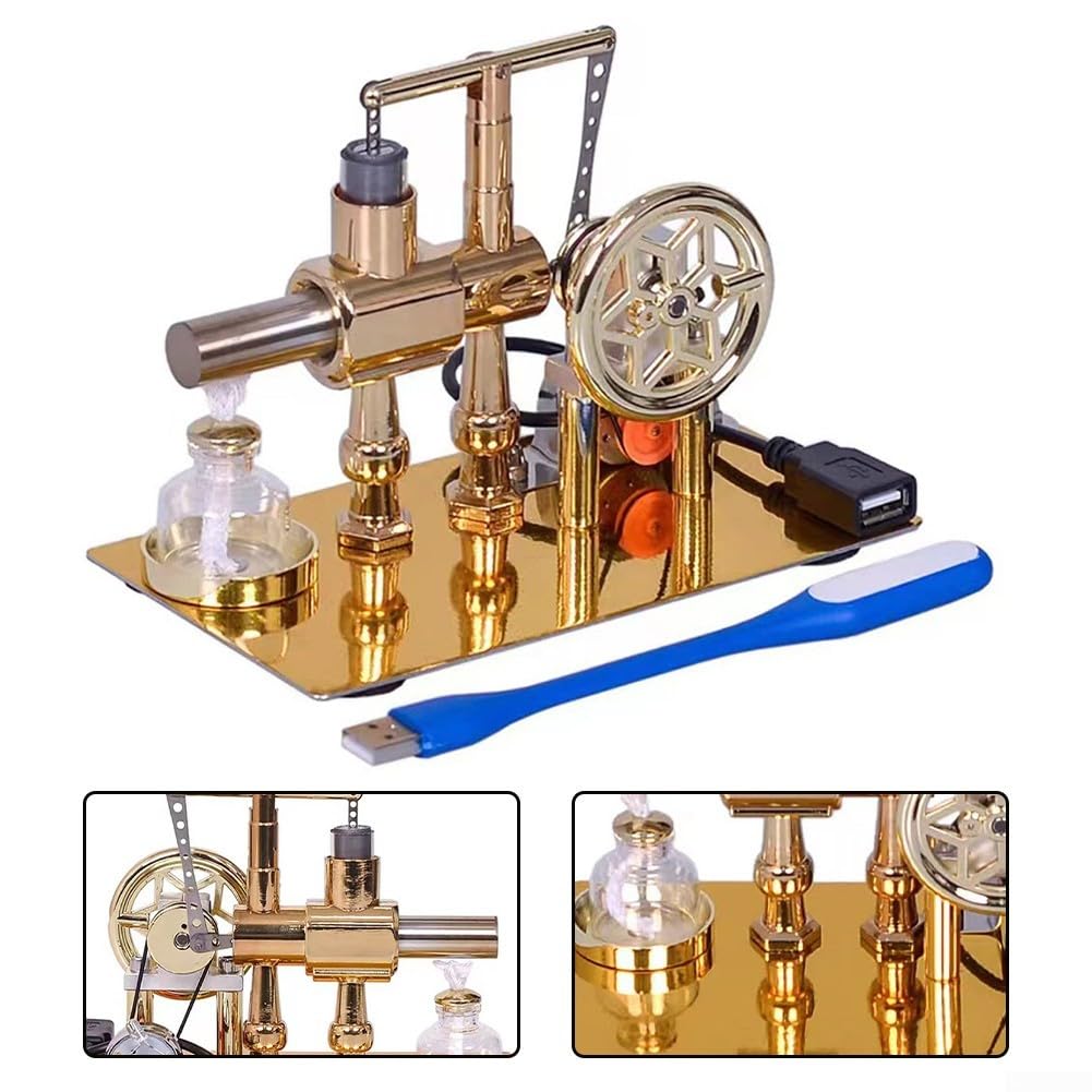 Dampfmaschine Modell für den wissenschaftlichen Unterricht, Metall externer Verbrennungsmotor Kit mit Schwungrad, zeigt Physikprinzipien, pädagogisch