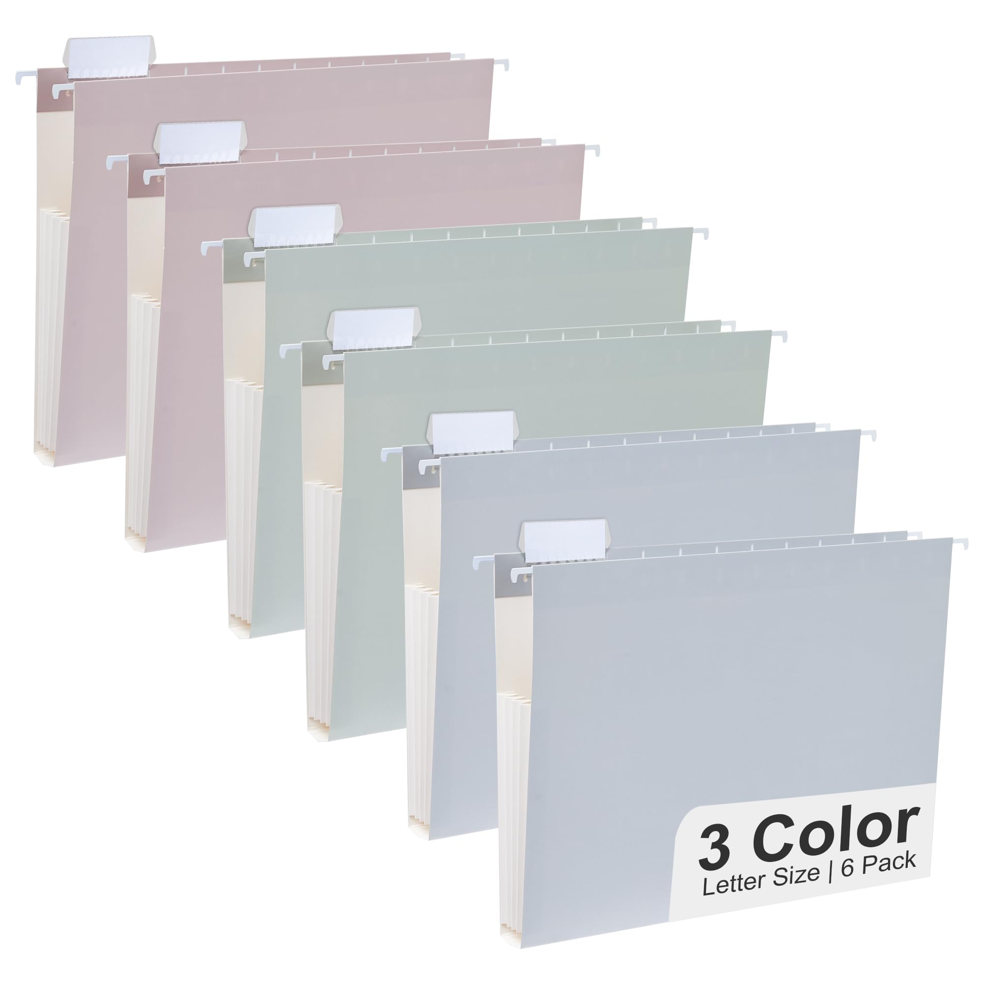 Y YOMA Letter Size - 6 Pack Extra Capacity Hanging File Folders Accordion Decorative Reinforced File Folder Cute Colored Expandable Folder for Office