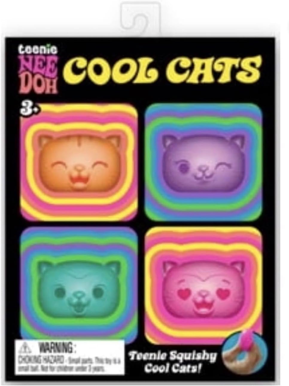 Teenie NEE DOH Cool Cats (4 Pack) , Sensory Stress Reliever Balls, Fidget , Color Chosen at Random