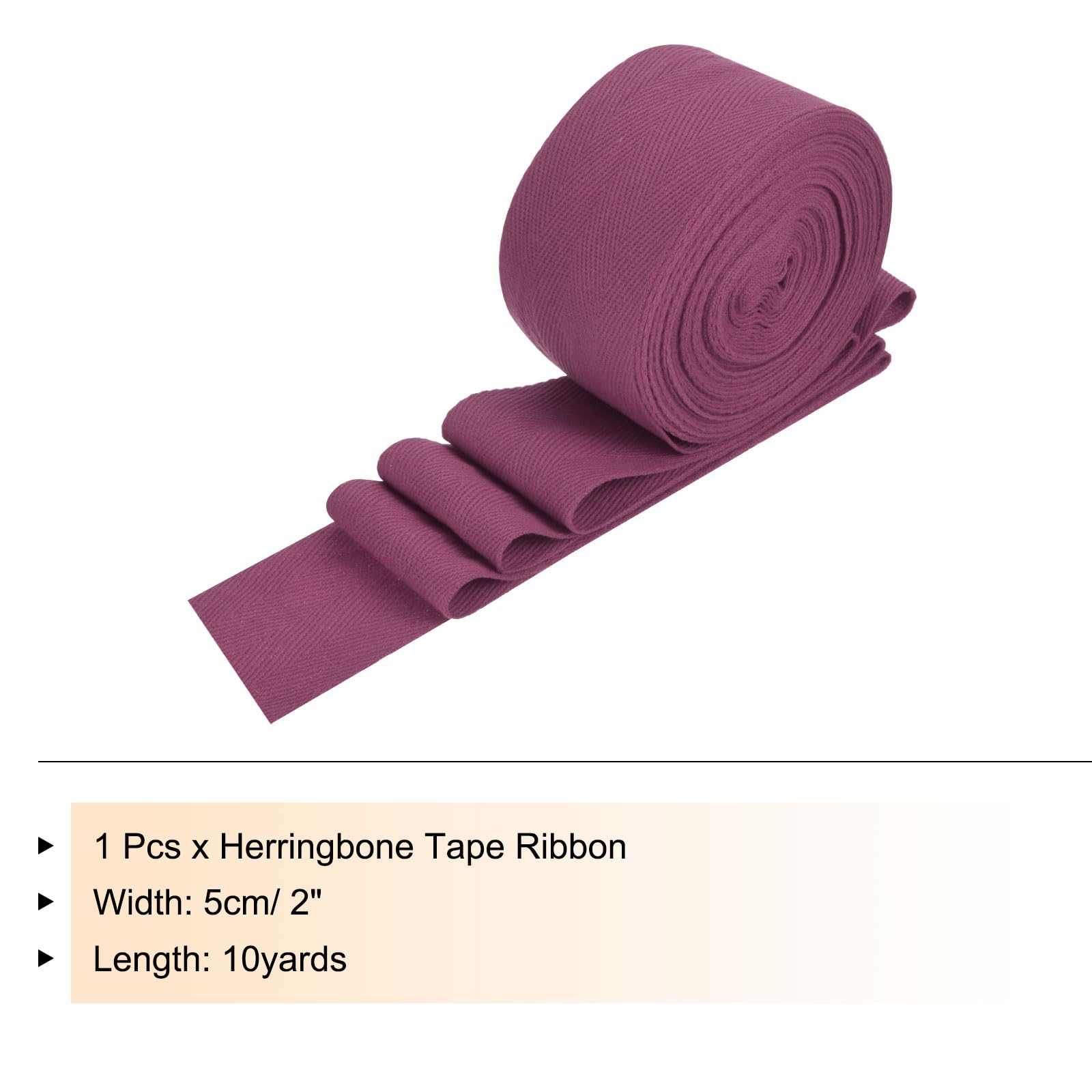 PATIKIL Cotton Twill Tape 2 Inch 10 Yards Cotton Ribbon Bias Binding Tape Herringbone Webbing Trim for Sewing Gift Wrapping Craft DIY Purple - Image 2