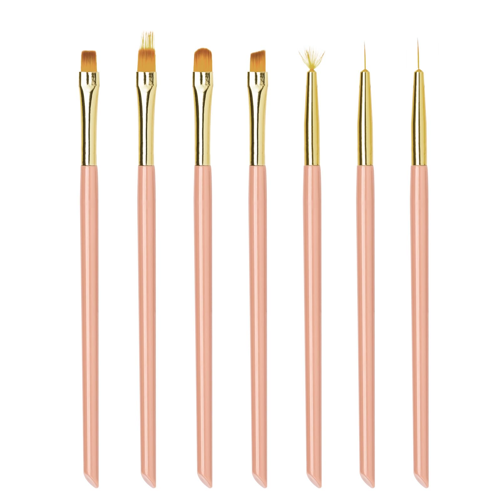 Lokaloka 7 Pinceles para Uñas de Gel Nail Art con Ombre Brush, Pincel Fino Semipermanente Profesional Decoracion Liner Ovalado Plano Abanico Construcción Francesa Acrilicas Kit Manicura Set