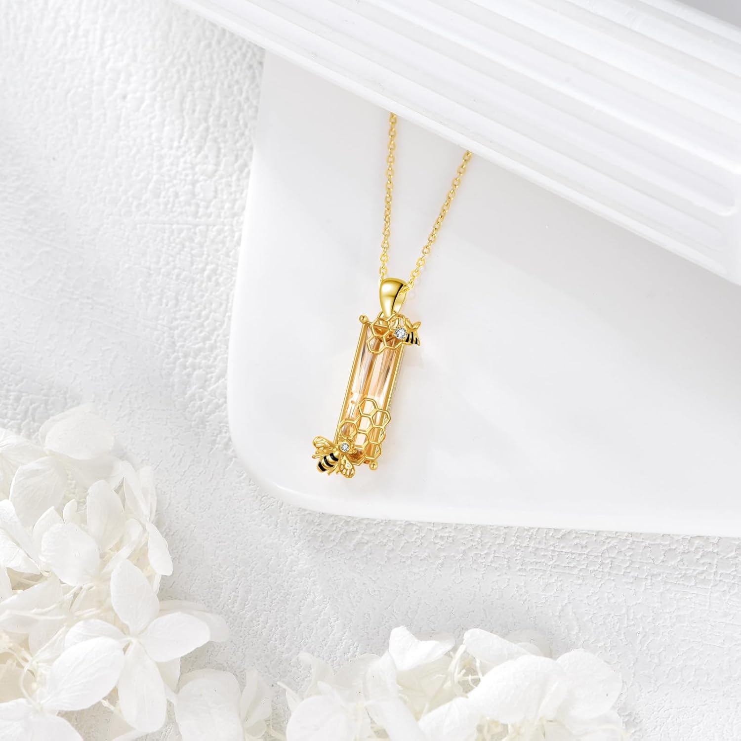 Bee Necklace for Women 925 Sterling Silver Honey Bee Pendant Necklace Cubic Zirconia Necklaces Cute Animal Jewelry Gifts for Her Wife Women - Image 2