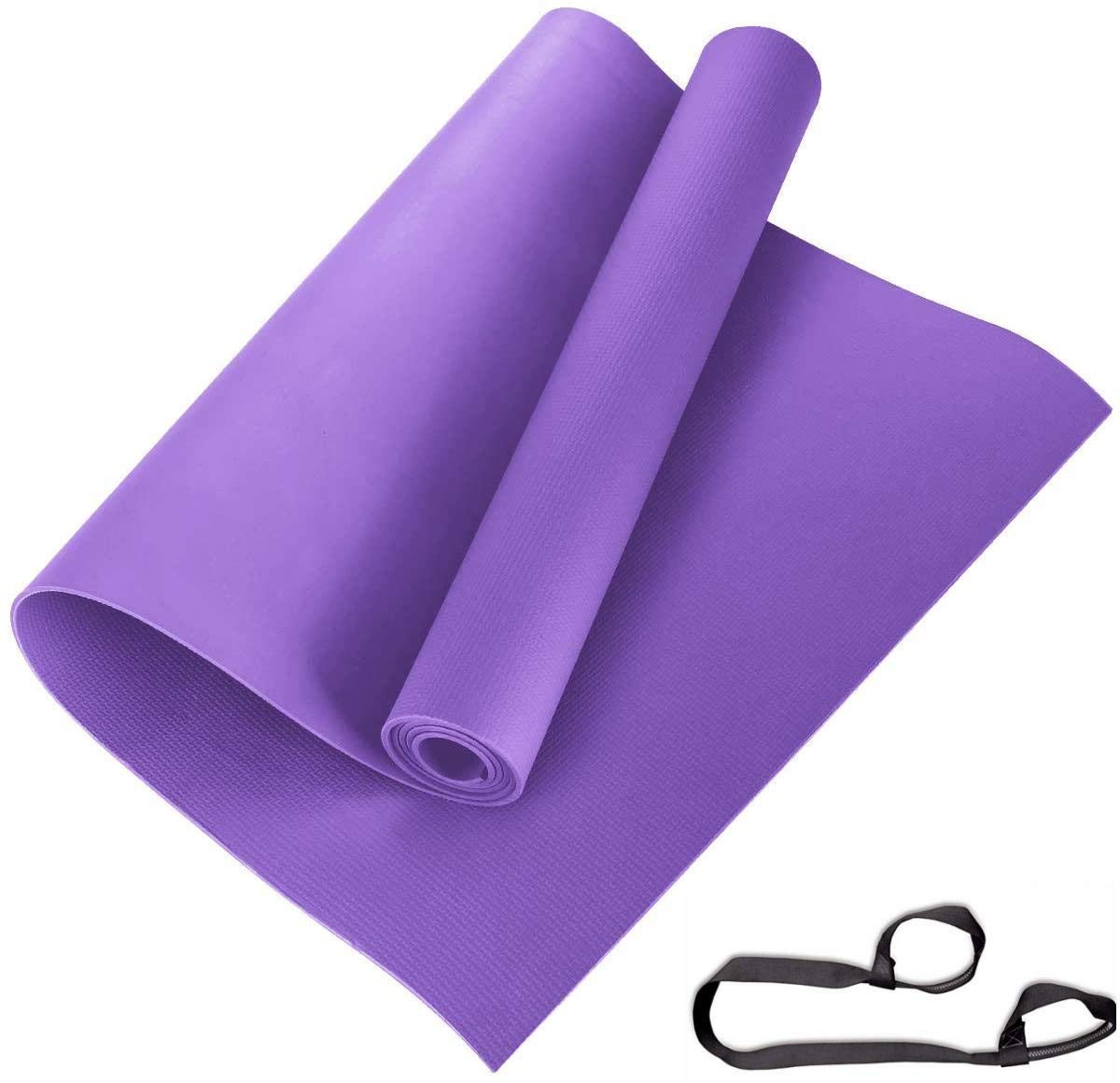 ARNV8mm Yoga Mats With Carrying Strap, Made In India, Purple 8mm Yoga Mat
