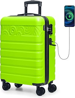 Krute Carry On Luggage 21 Inch Airline Approved PC ABS Hard Shell Suitcase with USB Charging Port & TSA Lock Lightweight Travel Luggage