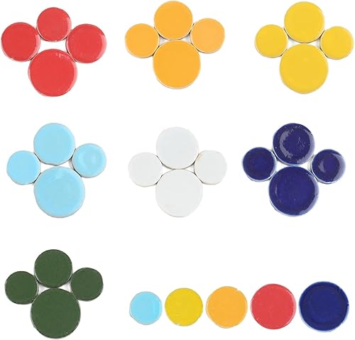 Youway Style Azulejos de mosaico de cerámica, 28.40 oz circulares de cerámica para manualidades a granel, azulejos de mosaico de cerámica para