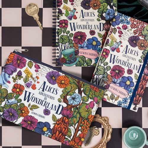 Image of Steel Mill & Co Canvas Pencil Pouch, Zipper Bag for Purse and Cosmetics, 9.75 inch x 6.5 inch Cute Pen Case for Book Lovers (Alice's Adventures in Wonderland)
