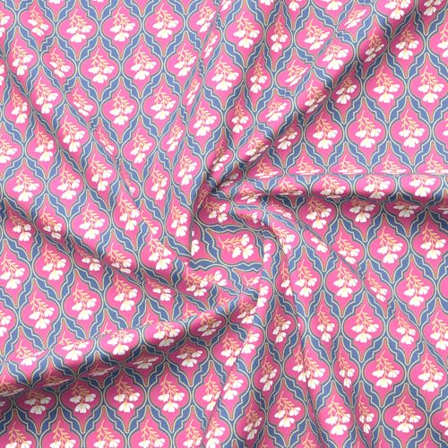 Image of Layers 100% Cotton for Double Size Bed | 120 TC Floral, Soft, Breathable, Machine Washable Bedsheet with 2 Pillow Covers | Forever Collection (224 x 254 cm) - Blue & Pink