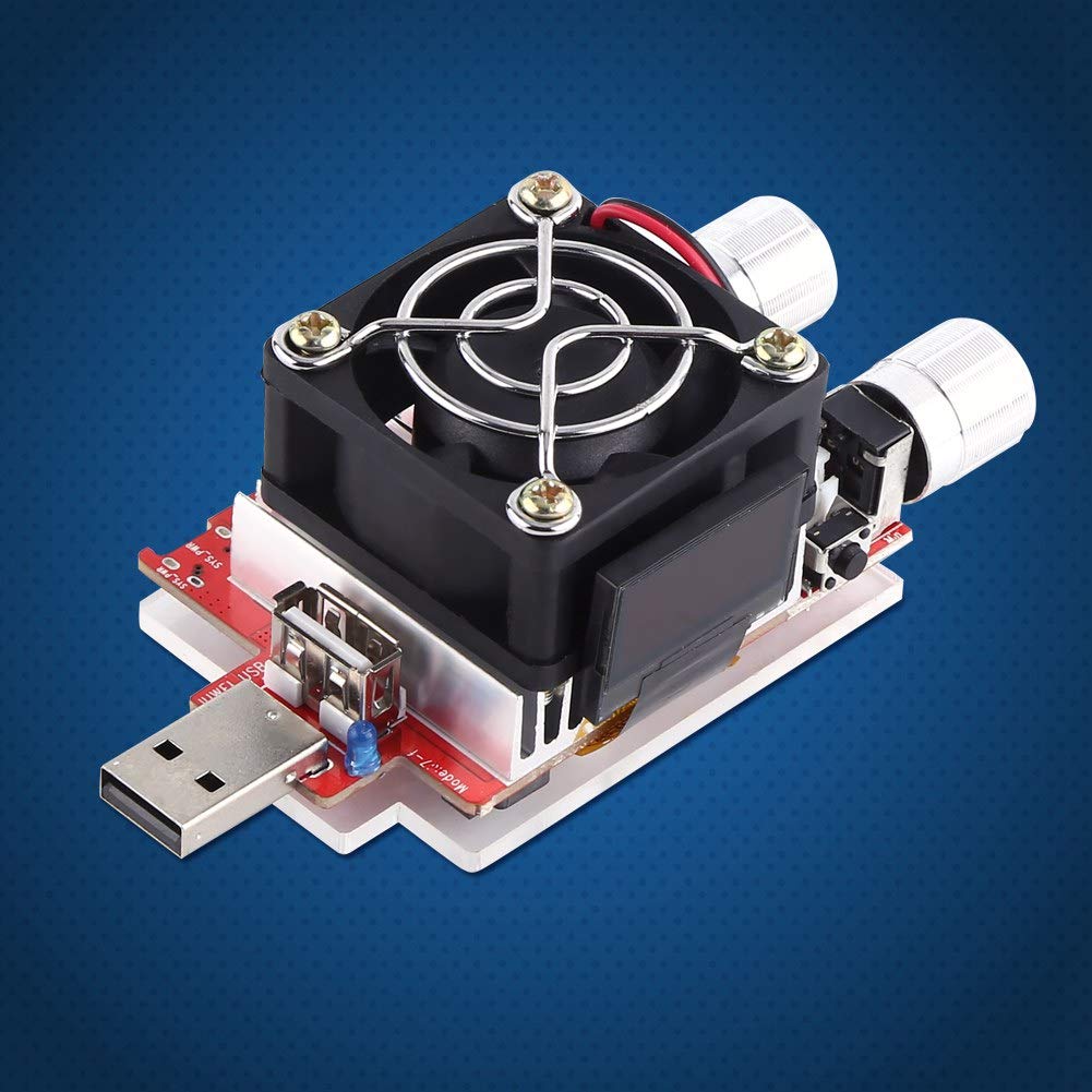Akozon 35W Medidor Resistencia de Carga Electrónica Probador de Carga de USB Ajustable con pantalla LCD 4-30V DC