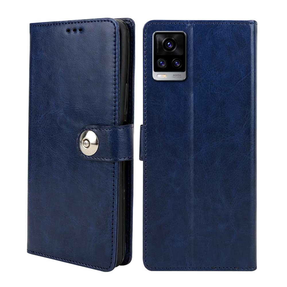 Winkel Premium Vegan Leather Magnetic Loop Flip Mobile Cover Case|Kickstand & Card Holder|360 Degree Grip Protection| Wallet Type with Magnetic Closure for Vivo V20-(Blue Color) (B09VHW452Z) Amazon Price History, Amazon Price Tracker