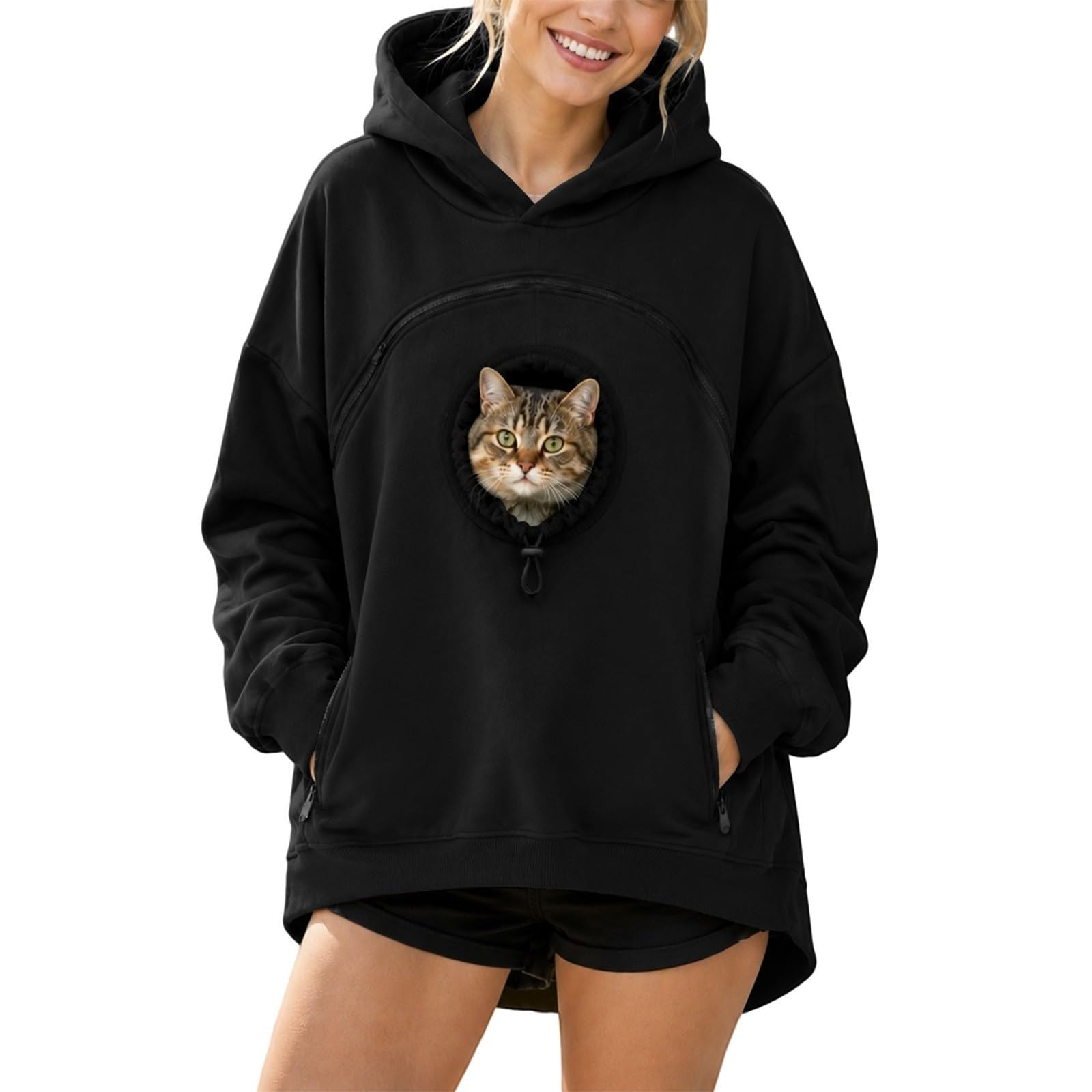 Pet Pouch Hoodie Cat Hoodie with Pouch Pull Pocket for Dogs & Snack Hoodies