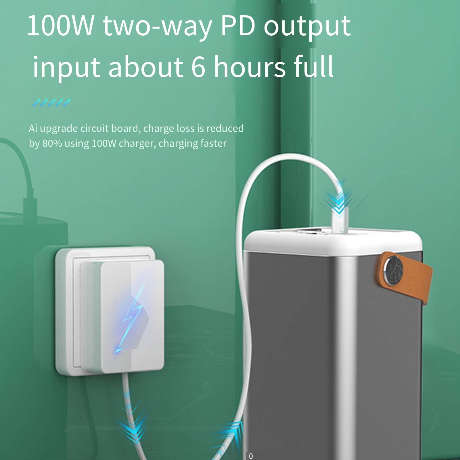 Alimentatore di riserva per Notebook ad Alta capacità, 60000 mAh, per Esterni, con accumulo di energia, Ricarica ad Alta Potenza, Argento
