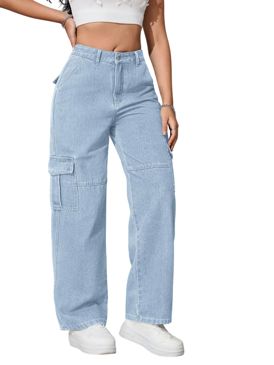 Women Cargo Jeans | Women,s Cargos-Pants | (Women's) Denim Cargo's Pants || Cargo,s for Woman || Oversized-Jeans for Woman's || Loose Jeans Pant for Woman,s-image-45