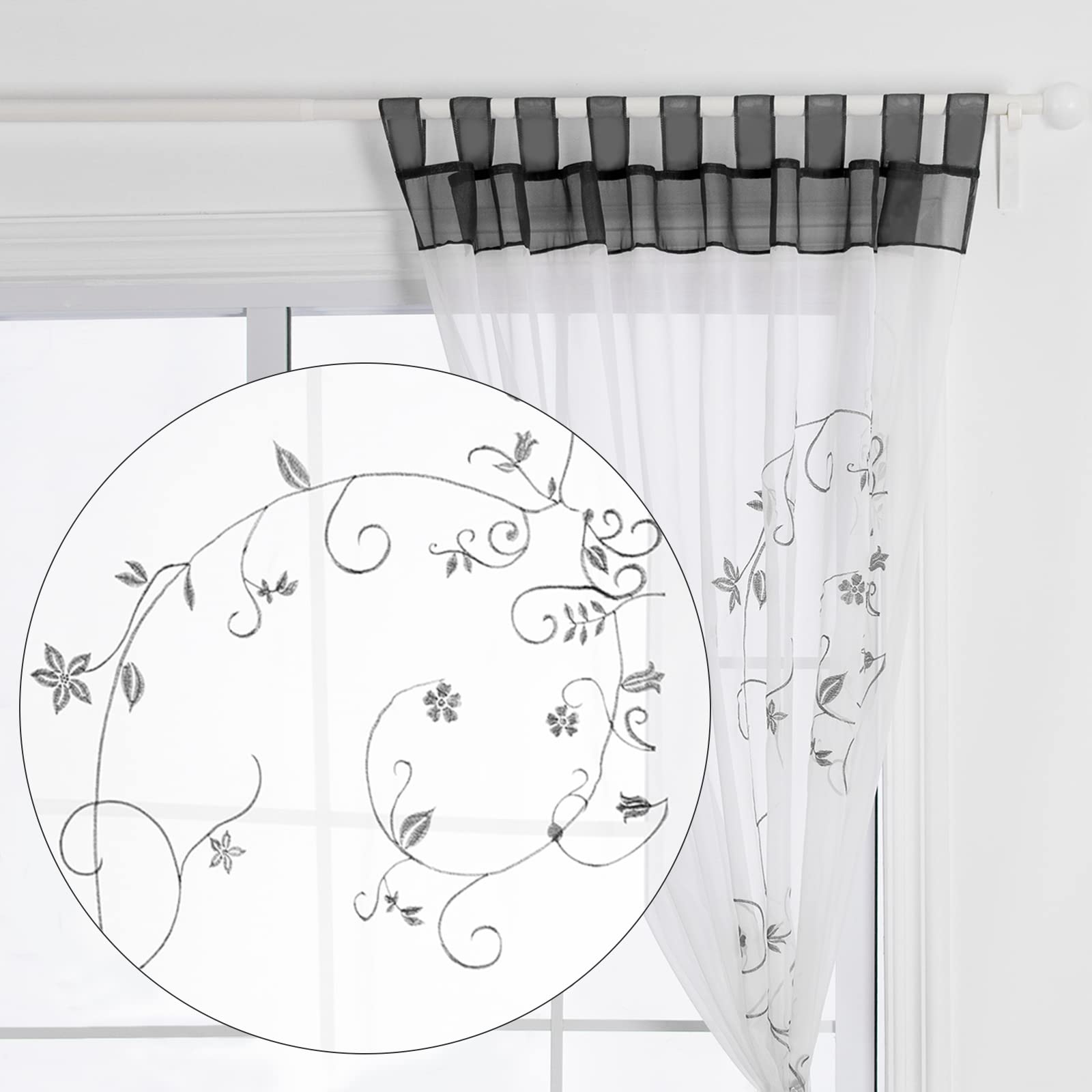 SIMPVALE Rideaux Voilages Floraux Broderie à Pattes - Lot De 2 Panneaux Violet L140cm X H175cm - Décoration Élégante