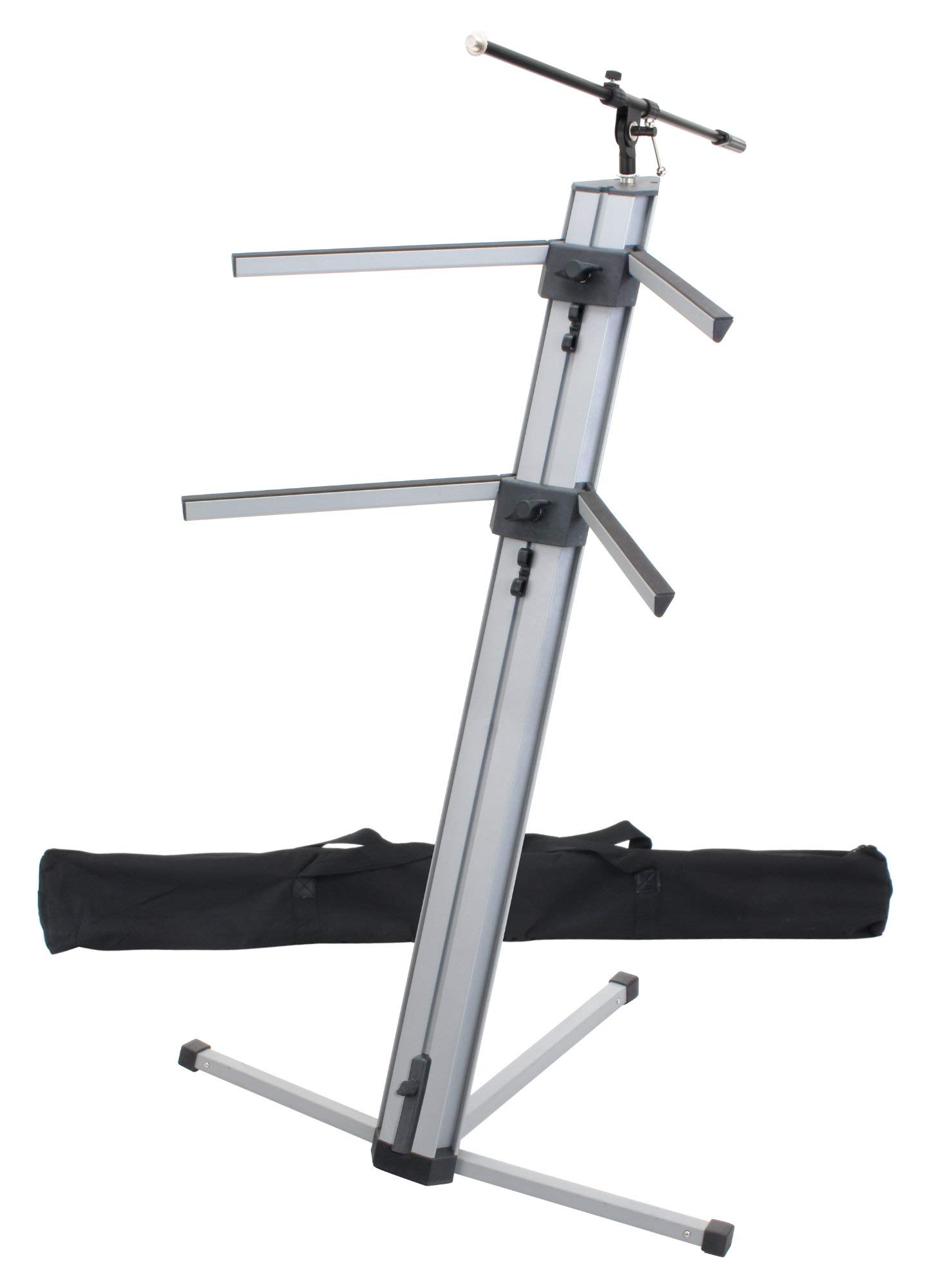 Classic Cantabile Supporto Tastiera KS-100 argento incluso microfono Pronomic e borsa per il trasporto