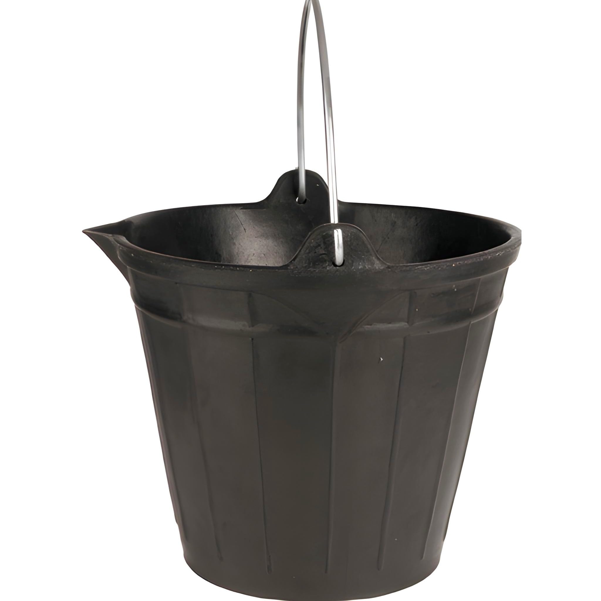 Bricoloco Cubo de Goma Caucho Reciclado Multiusos -albañil, jardín, Basura, Fregar, Cenizas de Chimenea – Capacidad 11 litros – Altura 260 mm y Boca 320 mm- con asa metálica (3)