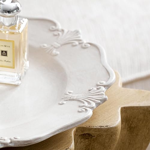 Miniatura 7 de DN DECONATION Bandeja rústica blanca para decoración moderna del hogar, bandeja redonda de madera de 12 pulgadas, bandejas decorativas blancas