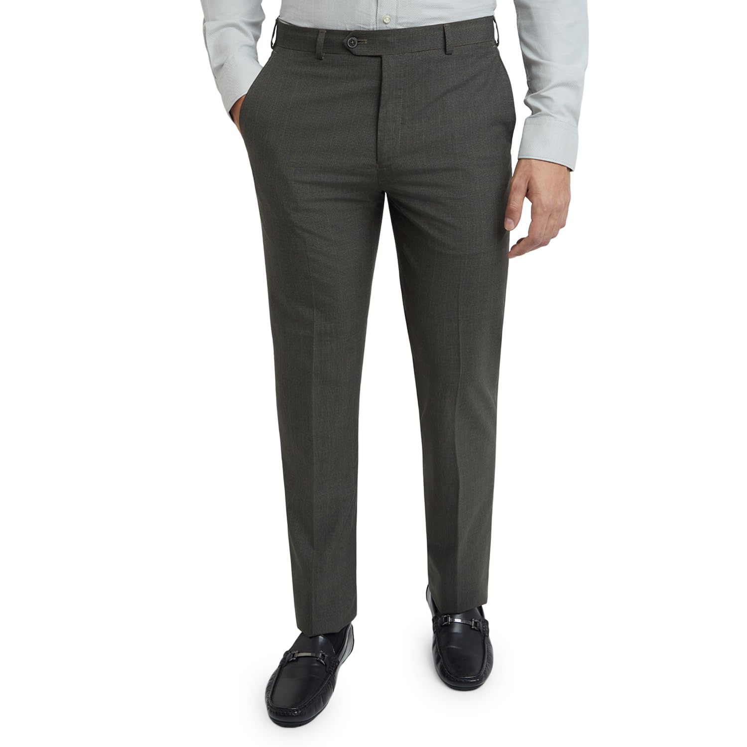 raymond Men Contemporary Fit Checks Pattern Poly Viscose Blend Pleatless Formal Trouser-picture-38