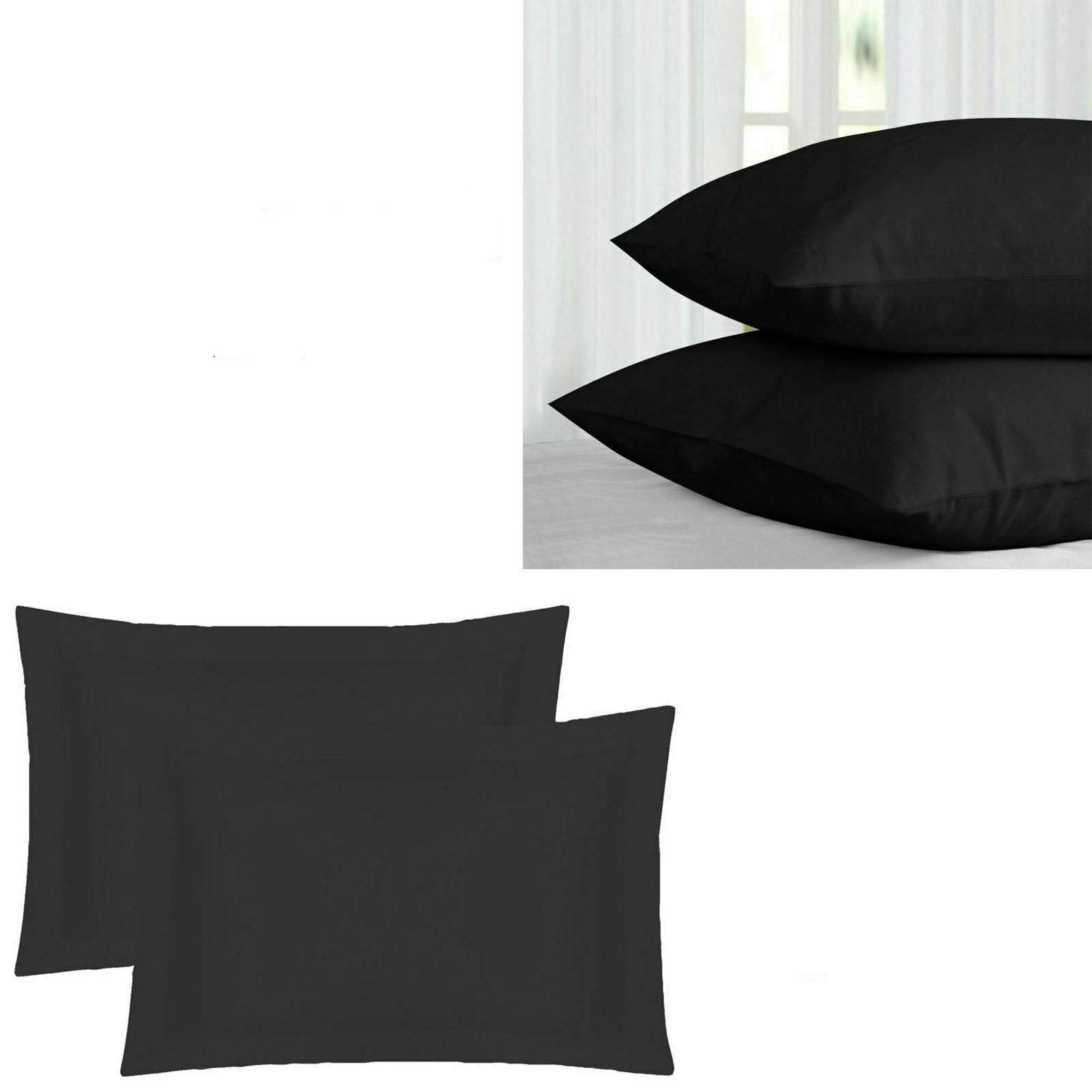 Comfort Collections Black New 200Tc Thread Count 100% Egyptian Cotton Pillow Case Pair Housewife 50Cm X 75Cm Approx