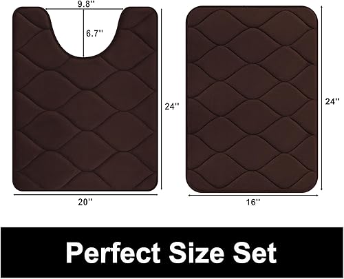 Miniatura 2 de Colorxy Juego de tapetes de baño de espuma viscoelástica, antideslizantes, súper absorción de agua, suaves, gruesos, de secado rápido, lavables a