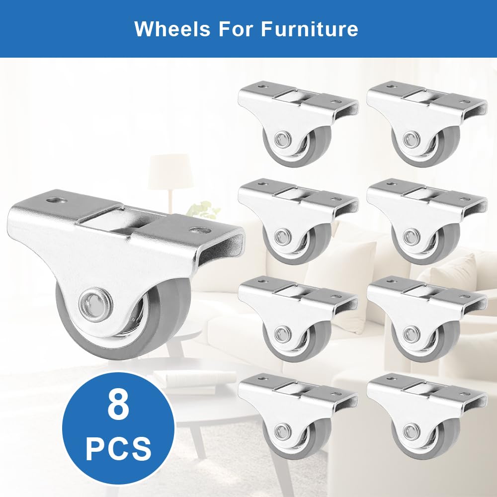 Rotelle A Sfera Per Mobili Pesanti - Set Di 4, Adesivo 3M, Rotazione 360°, Bianco, 5.3x5.3cm - Foto 8