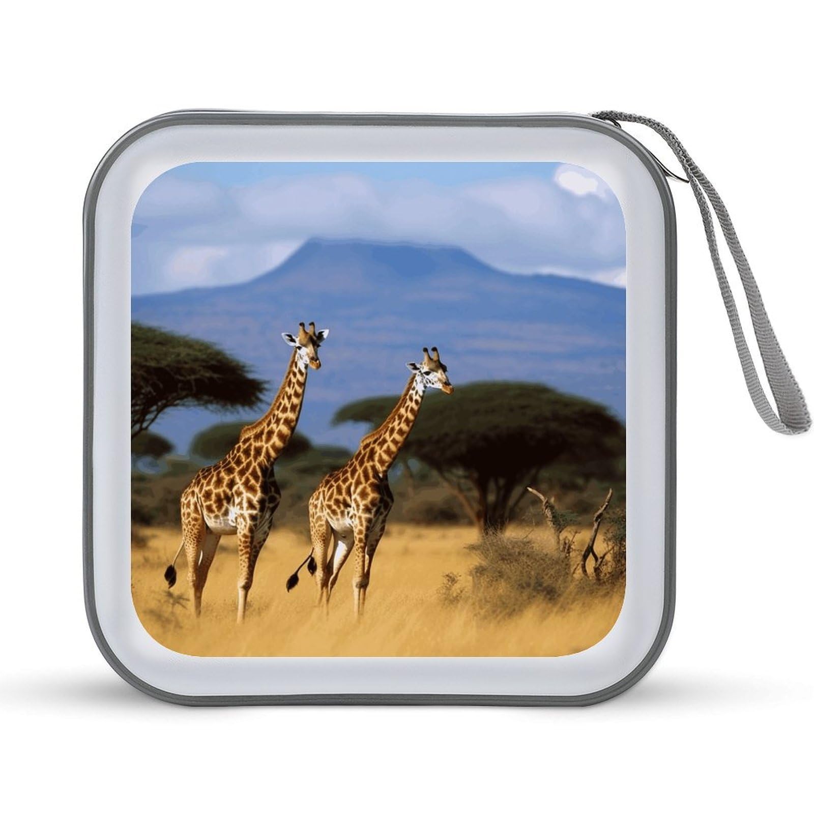 VstaDank Africa Wildlife Giraffes CD Case with Hand Strap Lightweight DVD Wallet Holder 40 Capacity CD/DVD Case Wallet Protective CD Wallet CD/DVD Portable Storage Binder for Car Home Office