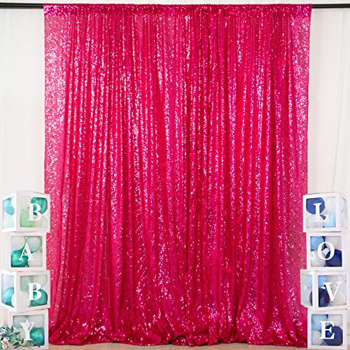 ShiDianYi Sequin-Backdrop Fuchsia 2 Panels 4FTx6FT Backdrop for Photograph Sequin Photo Backdrop for Birthday Sparkle Wedding Backdrop Glitter Backdrop for Baby Shower Backdrop