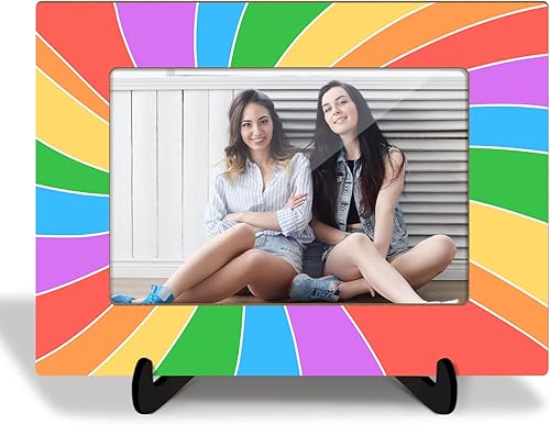 Miniatura 1 de Marco de fotos de madera arcoíris con soporte, regalo para niños, niñas, mujeres, hombres, hija, hijo, decoración de escritorio para el hogar, marco