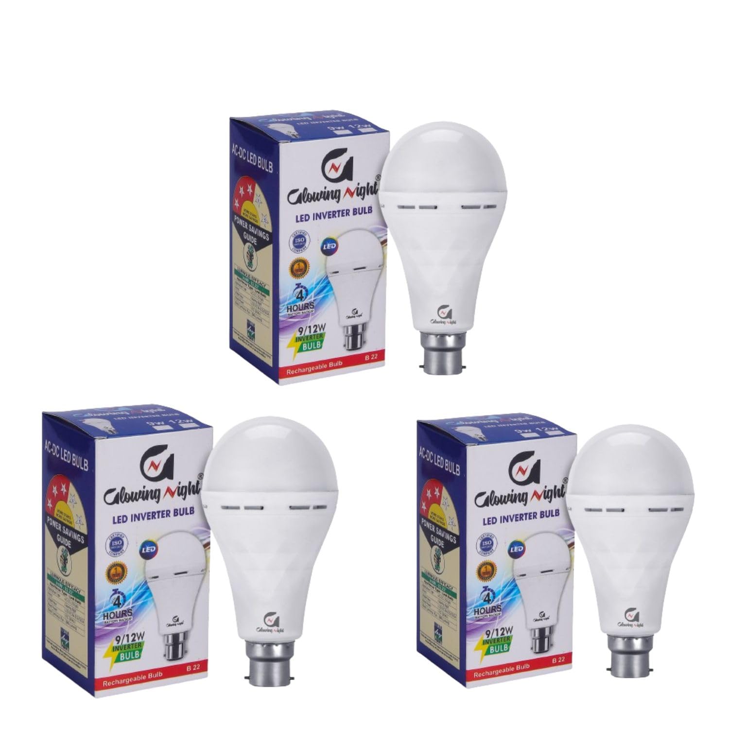 Glowing Night Rechargeable Light Bulb | Emergency Light | Led Bulb Light | 12 Watt Emergency Light Auto On/Off | Upto 4 Hours Battery | Pack Of 3 (B0CR7NBY1X) Amazon Price History, Amazon Price Tracker