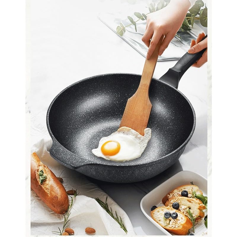 Wok antiadherente de aluminio con base plana 32 cm miniatura 5