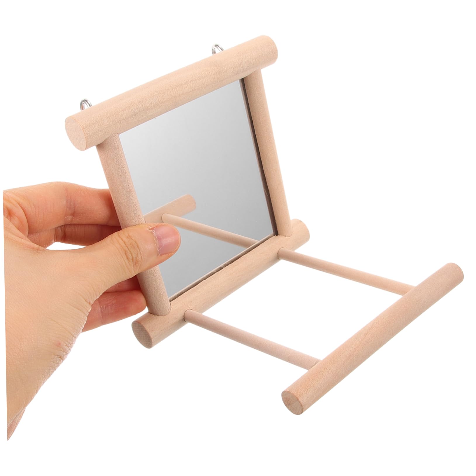 Mikikit Parrot Stand with Mirror Durable Bird Perch for Birds Parrot Accessory for Playtime Exploration for Cages Birdhouses