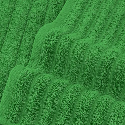 Image of Elegant Comfort 100% Turkish Cotton Corduroy Ribbed Luxury Bath Towels 6-Piece Set, Premium Feel - Quick Dry, Highly Absorbent, Contains 2 Bath Towels, 2 Hand Towels, and 2 Washcloths, Emerald Green