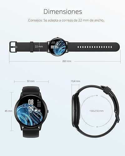 Miniatura 8 de AGPTEK Reloj inteligente para mujeres y hombres, reloj inteligente impermeable 5ATM para teléfonos Android e iOS, reloj de seguimiento de actividad