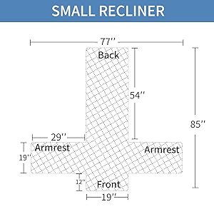 CUCRAF Non Slip Quilted Sofa Cover, Water Resistant Slipcover Furniture Protector for 1 Cushion Sofa Pet Friendly, Washable Couch Cover with Adjustable Elastic Straps (Small Recliner, Black)