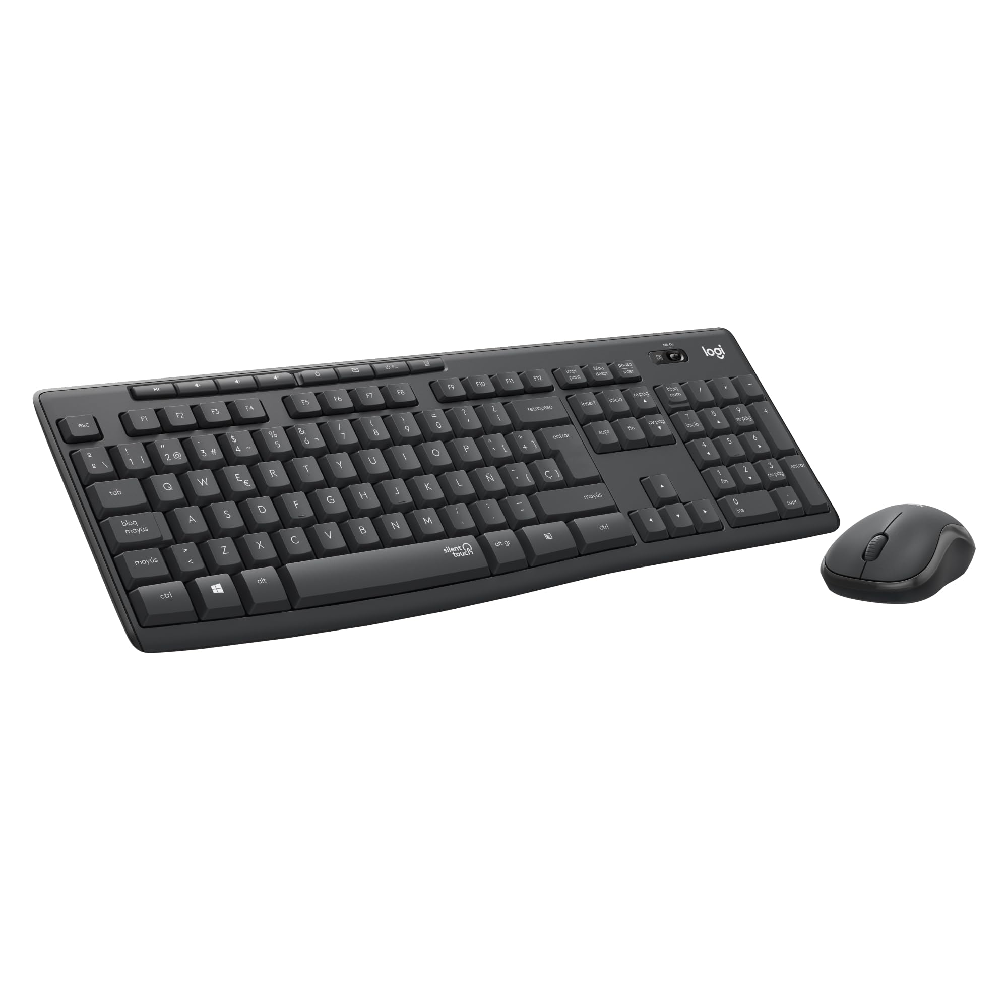 Logitech MK295 Silent Combinación de Teclado y Ratón Inalámbricos con SilentTouch, Seguimiento Óptico, TecnologÃa Inalámbrica sin Demoras, 90% Menos de Ruido, QWERTY Español, Negro Carbon Neutral Certified by SCS Global Services