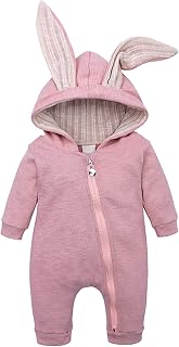 Zipper Baby Boy Romper Baby Clothes Zipper Rabbit Solid Ear Jumpsuit Infant Girls Boys Hooded Romper Boys Romper&Jumpsuit Boys Snow Pants