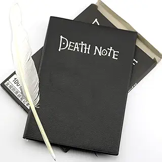 FUYULE デスノート コスプレ ノート ペン付き コスプレ小物 服飾小道具 Death Note 羽根ペン コスプレ小道具 ライト 夜神 文学・美術 文具 A5 学生 高校生 筆記用 手帳 文スト 日常用 (ノート+羽根ペン)
